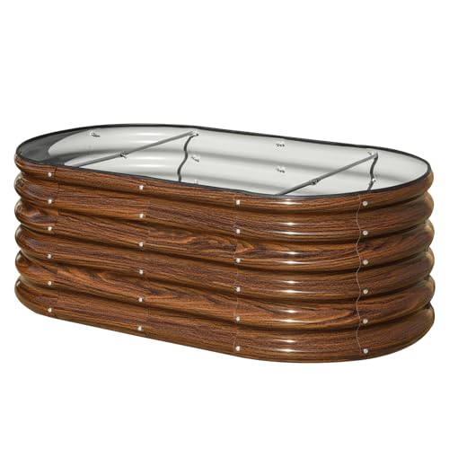 SnugNiture 4x2x1.5ft Raised Garden Bed Outdoor, 17" Tall Galvanized Metal Planter Box, Raised Garden Bed Kit for Planting Vegetables Plants Fruits, Br