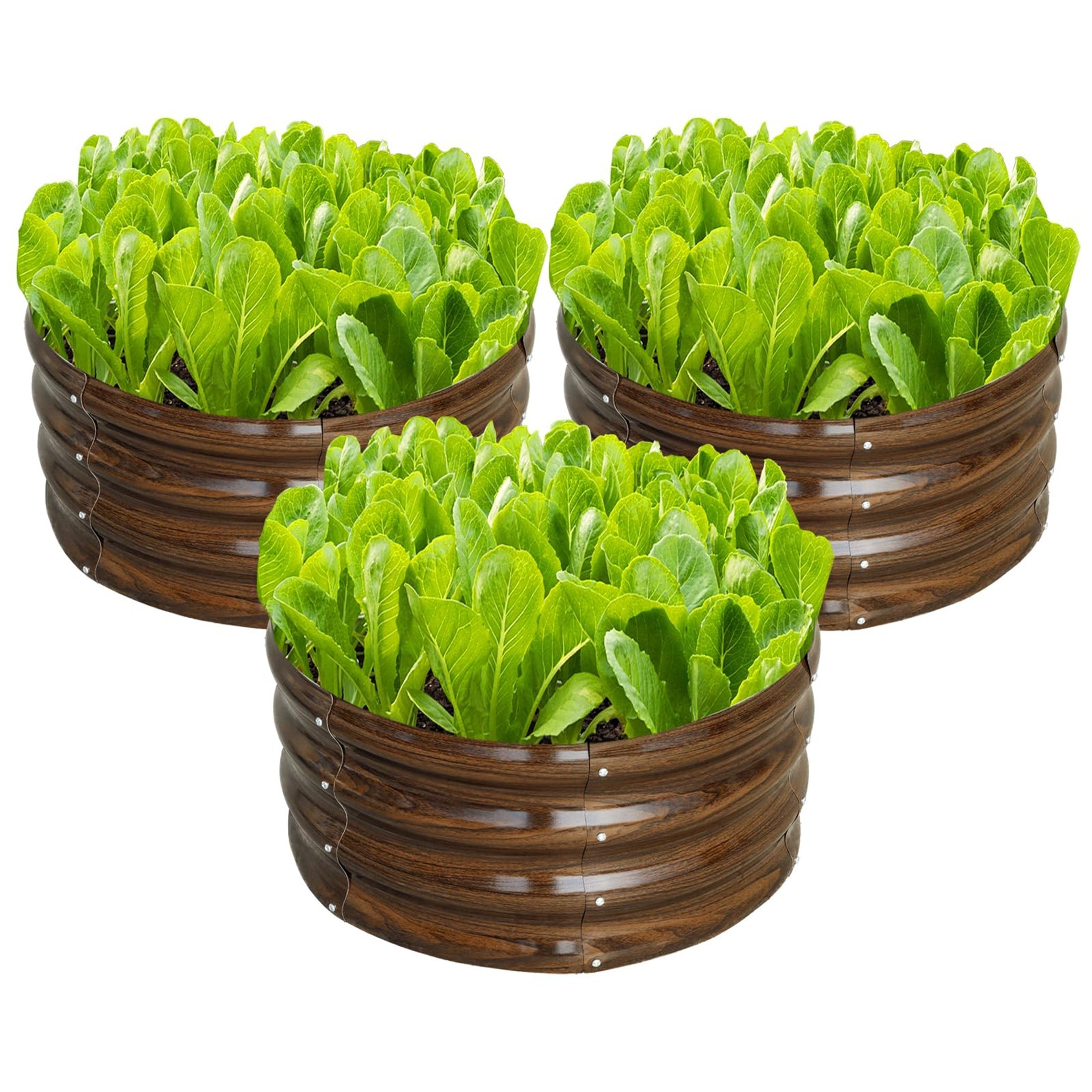 TEMU 3pcs 2x2x1ft Round Raised Garden Bed Kit Outdoor, Large Raised Garden Box, Metal Planter Box For Planting Plants Vegetables