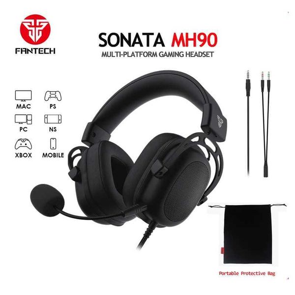 Headsets Fantech MH90 3.5mm wired gaming headset with surround sound HIFI multi platform headphones suitable for PC phones 5-4-3 Xbox One-X