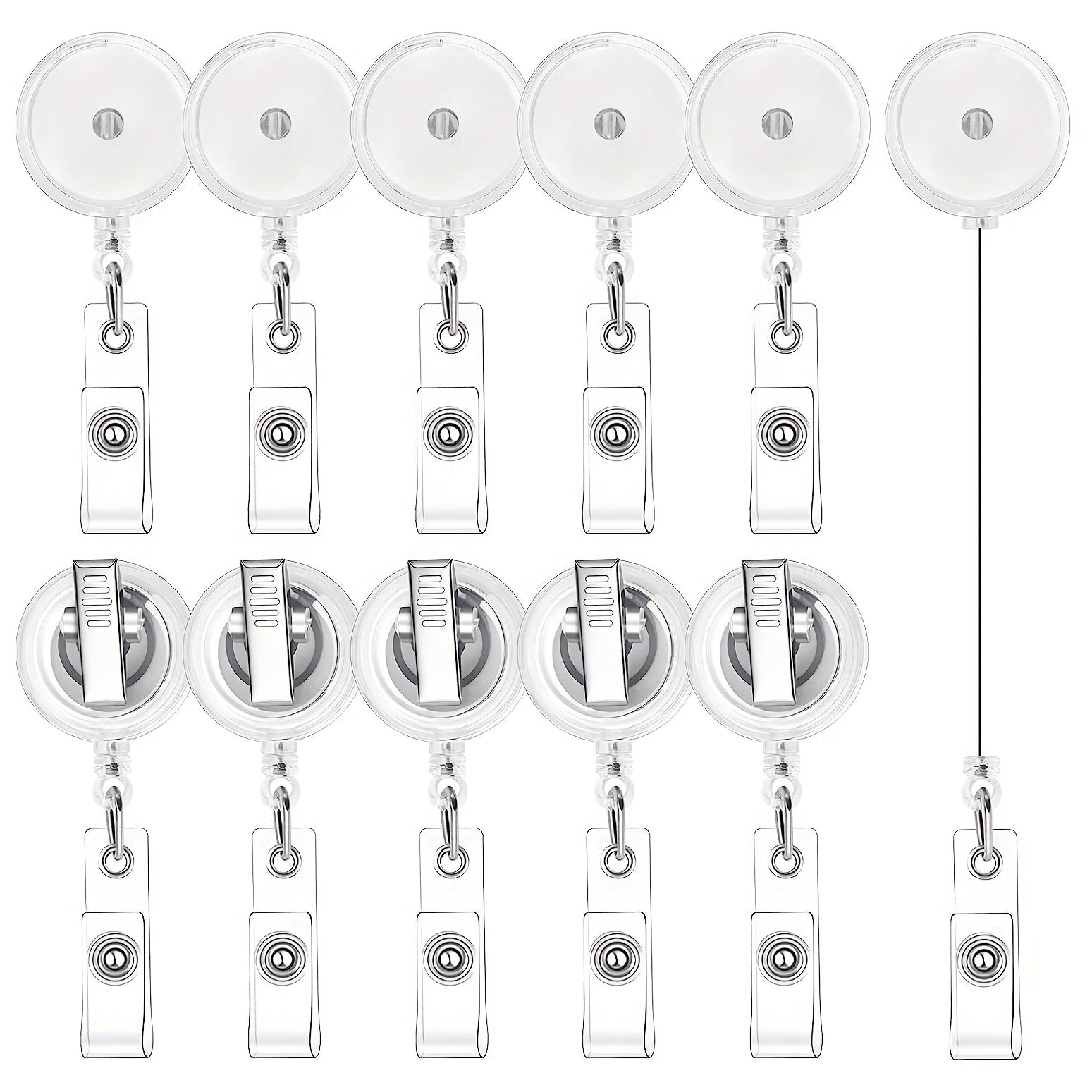 TEMU 12pcs-15pcs Retractable Badge Reels, Translucent Name Badge Reel Holders With Alligator Clip For Teacher Doctor Nurse, Name Badge Reel For