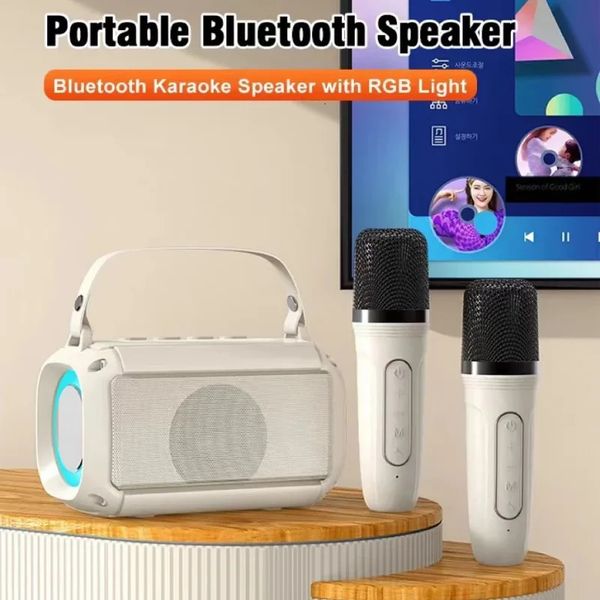 Dual microphone karaoke machine subwoofer portable Bluetooth PA ser system with 1-2 wireless microphones home singing machine 241106