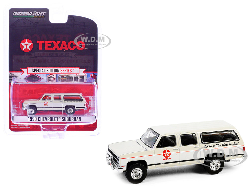 1990 Chevrolet Suburban "Texaco" Cream and White "Texaco Special Edition" Series 1 1-64 Diecast Model Car by Greenlight
