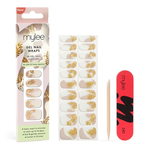 Mylee Gel Nail Wraps [Nature Time] – 10 Pre-Cured Gel Stickers for Instant Mani – No Lamp Needed, Chip-Resistant, Glossy Finish, Lasts Up to 14 Da