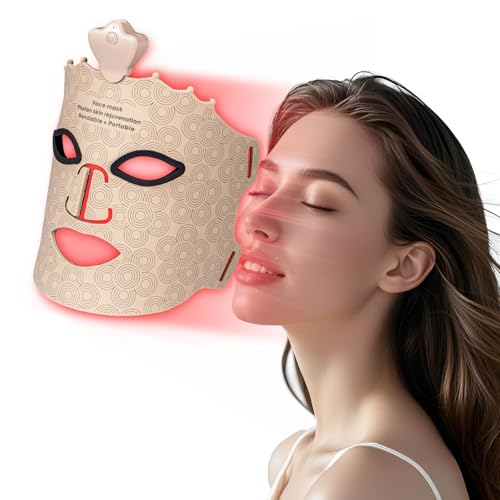 SUERBEATY Red Light Mask - 7 Colors Red Light Mask for Face, Facial Skin Care at Home, Cordless Design, Lightweight, Portable, Rechargeable for Home -