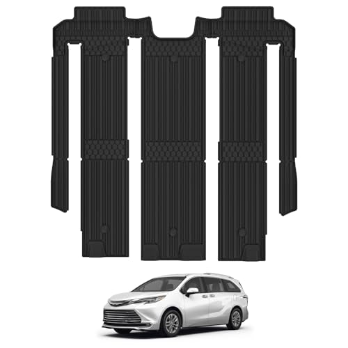 3W Floor Mat Compatible for Toyota Sienna 2021-2025 (Only for 7 Seat), TPE All Weather Custom Fit Floor Liner for Toyota Sienna 2nd and 3rd Row Car Li