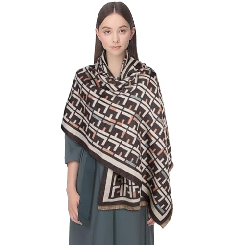 EXTREE Women's Scarf Pashmina Shawls and Wraps for Evening Dress Bridesmaid Wedding Bridal Winter Warm Long Large Scarves Coffee Et