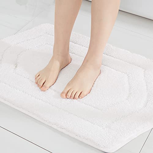 COSY HOMEER Extra Thick Bath Linen Sets Rugs for Bathroom - Anti-Slip Bath Mats Soft 100% Strong Polyester Living Room Bedroom Water Absorbent(White,1