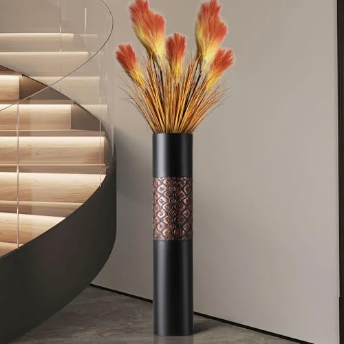 Black Classical Vase 29.5 Inch Tall Floor Decor Vase Luxury Home Decor Large Flower Resin Vases for Entryway Living Room Corner Decorative