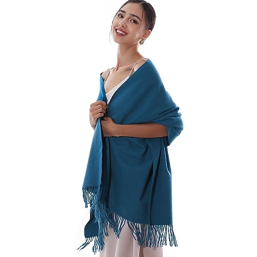 RIIQIICHY Winter Scarfs for Women Pashmina Shawls Wraps for Evening Dresses Large Warm Soft Scarves Dark Blue