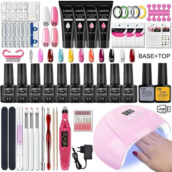 Gel Nail Polish Kit With UV Nail Lamp Electric Nail Drill Machine Soak OFF Gel Nail Kit Base Top Coat Gel Polish Nail Tool Set 240702