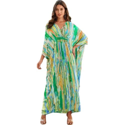 RanRui Women Beach Cover up Caftan Loungewear Swimsuit Cover Up Kaftan Dress 8765-2 One Size