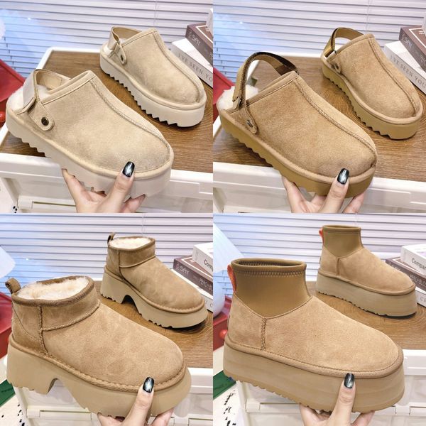 Botas de grife Tazz Slippers Tasman Elegant Platform Slip-On Shoes Unisex Maroon Leather Booties Ideal para clima frio