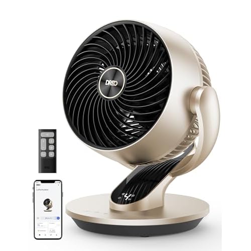 Dreo Smart Desk Fan for Bedroom, 13" Powerful 70 ft Whole Room Air Circulator Fan, 120°+90° Oscillating Fans with Voice Control, 4 Speeds, 5 Modes,