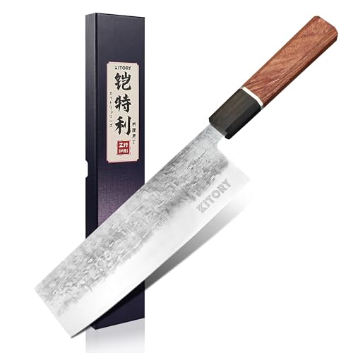 Kitory Usuba & Nakiri Knives 7'', Vegetable Chef Knife - 9CR18MOV Stainless Steel - Meat Cleaver Knife, Unique Gifts for Your Lover, Kitchen Gadgets w