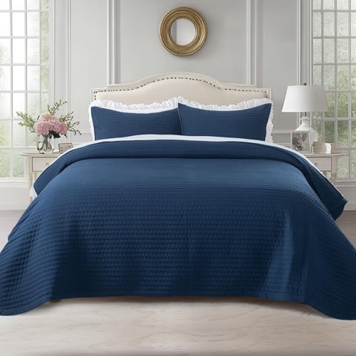 KASENTEX Oversized King Quilt Set 112"x106" – Soft Washed 3-Layer Lightweight California King Bedspread, Minimalist Nordic Design, All-Season Quilt