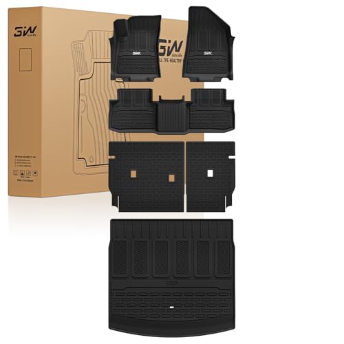 3W Floor Mats & Seat Back Mats & Cargo Liner for 2024-2026 Jeep Wagoneer S EV, All Weather TPE Custom Fit Set Car Floor Mats, Jeep Wagoneer S EV Full