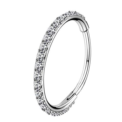 OUFER 20G Nose Rings Hoops, 316L Surgical Steel Nose Piercings, Clear CZ Nose Piercing Jewelry, Helix Tragus Caritlage Earrings, Nose Rings for Women