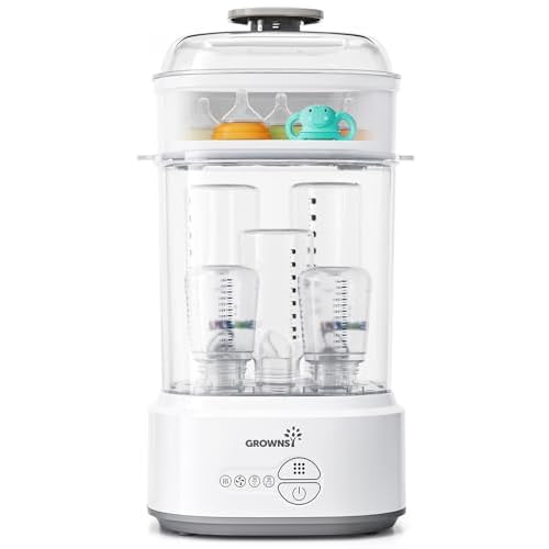 GROWNSY Bottle Sterilizer and Dryer, Compact Electric Steam Baby Bottle Sterilizer (Esterilizador de Biberones), Bottle Sanitizer for Baby Bottles, Pa