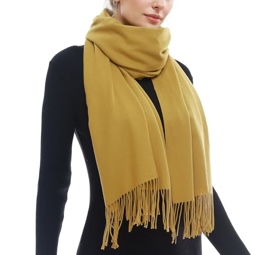 RUI VTRON Scarf for Women Fall Winter Scarves Warm Large Pashmina Shawls and Wraps Yellow