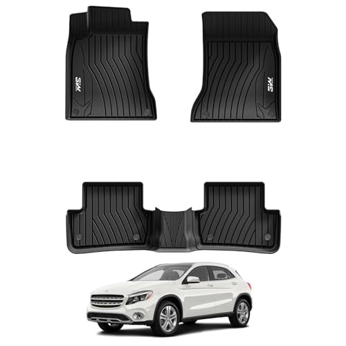 3W Floor Mats Compatible for Benz GLA 2015-2020 Custom Fit TPE All Weather Floor Liner for Benz GLA 1st&2nd Row Full Set Car Liners Black Benz GLA 201