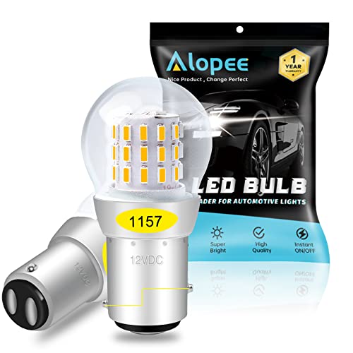 Alopee 12V-15V DC Bright 1157 LED Bulb Amber 1157 Bulb 2357 2057 7528 BAY15D 33SMD 2835 Chip Replacement for LED Turn Signal Blinker Lights, Pack of 2