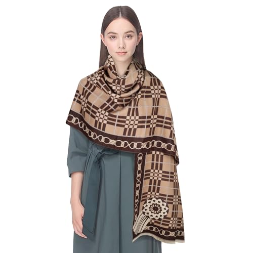 EXTREE Women's Scarf Pashmina Shawls and Wraps for Evening Dress Bridesmaid Wedding Bridal Winter Warm Long Large Scarves Brown Coffee
