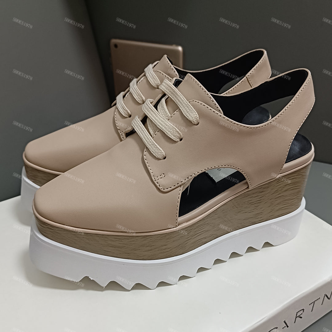 Designers Sandals Platform shoes for womens Cowhide Back Strap Classics Lace Up Dress Shoe 8cm high heeled Matsuke thick soled ladies Sandal 34-41