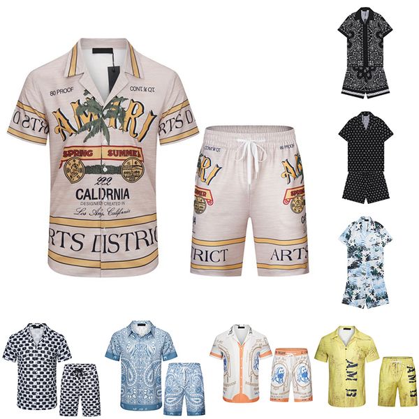 7789 Mens Dress Shirts Designers Shorts and Shirt Set Summer Button Designer Bowling Shirts Men Fashion Print Shirt Casual Loose High-qualit