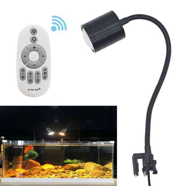 Aquarium LED Light Fish Tank Decoration Spotlight Plants Grow Remote Control Dimmable Lamp Turtle Reptiles 110v 220v 3w 5w 7wLX241107