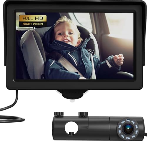 Baby Car Camera, HD Display Baby Car Mirror with Night Vision Feature, 4.3 inch Baby Car Camera with Monitor Wide Clear View, BackSeat Camera Rear Fac