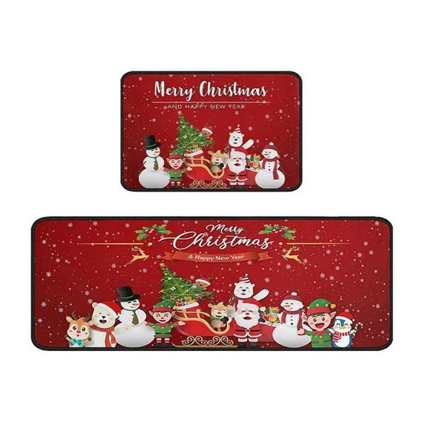 Christmas Kitchen Floor Mat Non slip Long Mat Home Kitchen Floor Mat Dustproof Door Mat Santa Claus Carpet X241024
