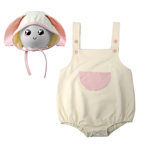 ROYLAMP Rompers My 1st Bunny Outfit Baby Jumpsuit Infant sleeveless Cute Kids Bodysuit With Hat 6-12 Months A-apricot