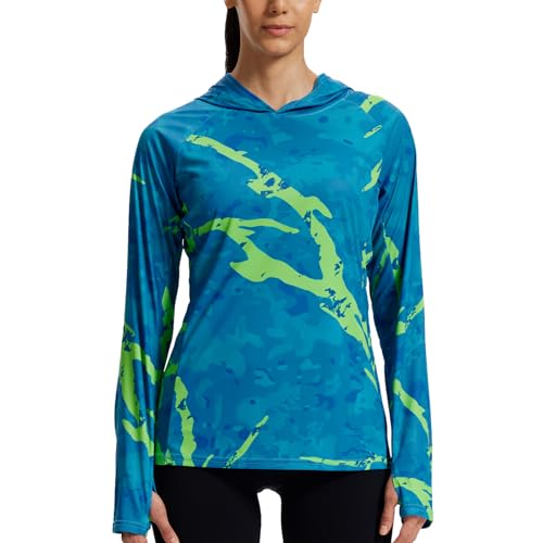 LOOGU Women's UPF 50+ Sun Protection Hoodies Shirts Slim Fit Long Sleeve Lightweight Quick Dry UV Fishing Hking Outdoor Slim Fit Small Spretta Glaze G