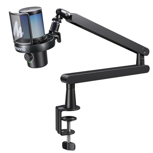 MAONO DM40 AI Wireless Gaming Microphone with Low Profile Boom Arm BA92