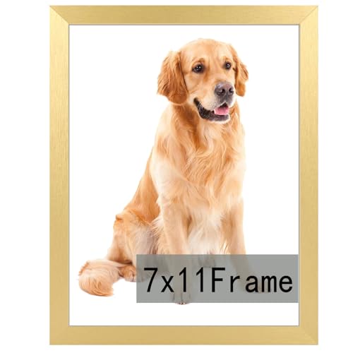 RUN HELIX 7x11 Picture Frame Gold for Wall Hanging or Tabletop- Wall Mounting Horizontally or Vertically, 7x11Wall Gallery Poster Photo Frame for 11 b