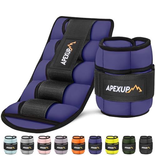 APEXUP 10lbs-Pair Adjustable Ankle Weights for Women and Men, Modularized Leg Weight Straps for Yoga, Walking, Running, Aerobics, Gym Purple
