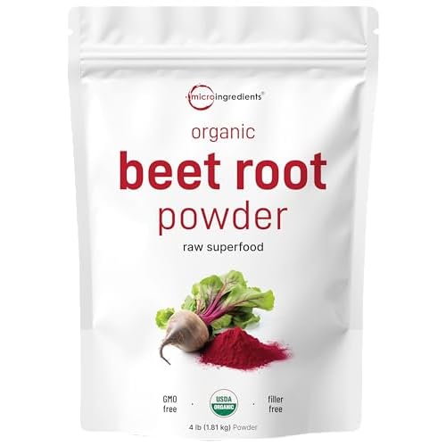 Organic Beet Root Powder, 4 Pounds | Cold Pressed, Water Soluble, High Concentrated Raw Beet Supplement | Superfood Drink Mix | Non-GMO, Vegan Friendl