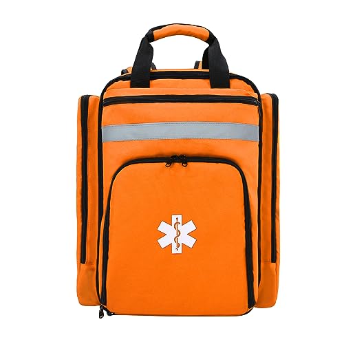 First Aid Backpack Empty,First Aid Medical Backpack,EMS EMT First Aid Bag Empty,Emergency Bag,Trauma Bag for Camping,Hiking,Outdoor Travel Orange