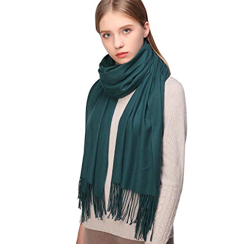 RIIQIICHY Women's Scarf Pashmina Shawls and Wraps for Evening Dress Bridesmaid Wedding Bridal Winter Warm Long Large Scarves Green