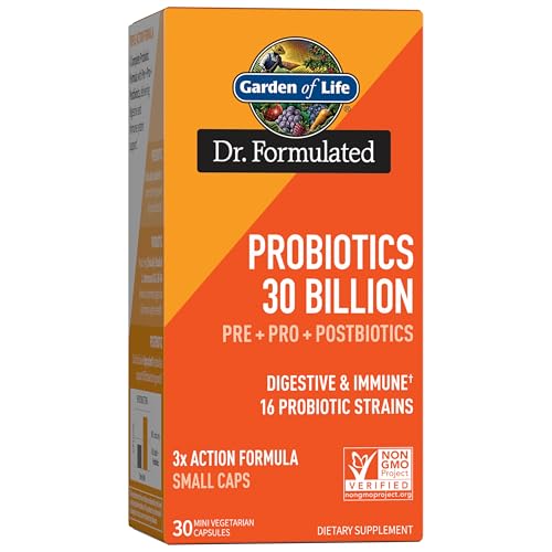 Garden of Life Dr Formulated Once Daily 3-in-1 Complete Probiotics, Prebiotics & Postbiotics - PRE + PRO + POSTBIOTIC Supplement for Adults’ Digesti