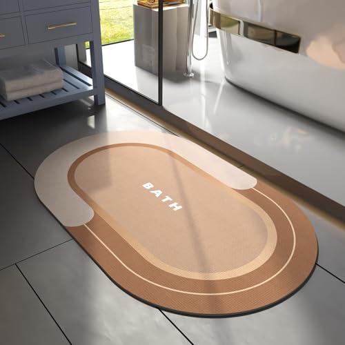 MontVoo Bath Mat - Non Slip, Quick Dry, Stain Resistant Bath Mat Rug for Bathroom Floor - Easy Care Shower Rug for Outside Bathtub - 17"x27" Brown Bro