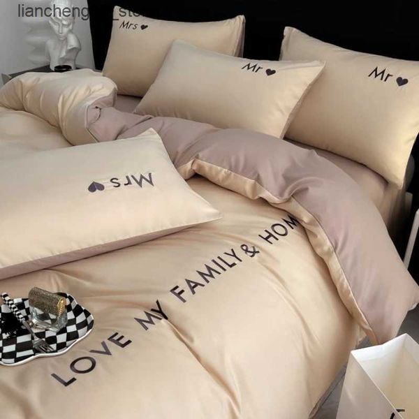 Bedding sets Nordic Luxury Egyptian Cotton Bedding Set King Queen Double Twin Size with Sheet Duvet Cover cases 1-2 People Bed Linens L24091