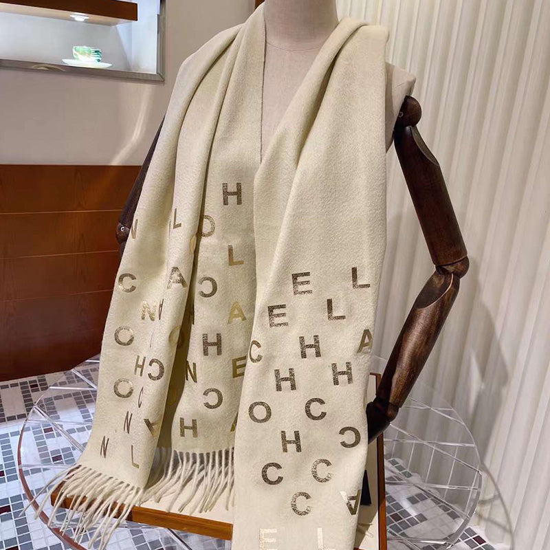 Luxury Women C Scarf Winter Cashmere Wraps Pashmina Shawls Lady Thick Warm Blanket Design Letter Female Bufanda Stoles 2022 New