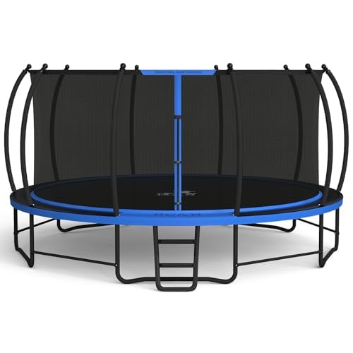 BCAN 8FT 10FT 12FT 14FT 15FT 16FT Recreational Trampoline with Enclosure for Kids Adults, ASTM Approved, Outdoor Trampolines with Ladder for Kids 16FT