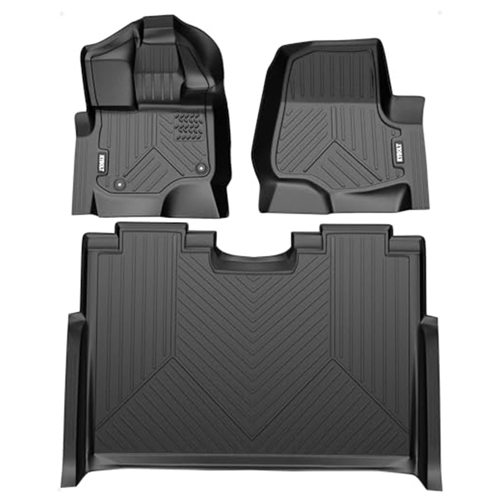 Garvee Floor Mats Compatible with Ford F150,Custom Fit Floor Liners for 2015-2023 Ford F-150 Super Crew Cab, 1st & 2nd Row TPE All Weather Protection,