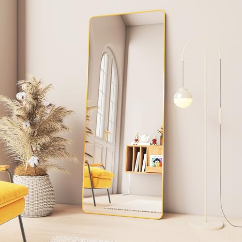 71" x 32" Large Full Length Floor Mirror with Stand – Shatterproof Tempered Glass, Slim Aluminum Frame, Modern Home Decor for Bedroom, Living Room,