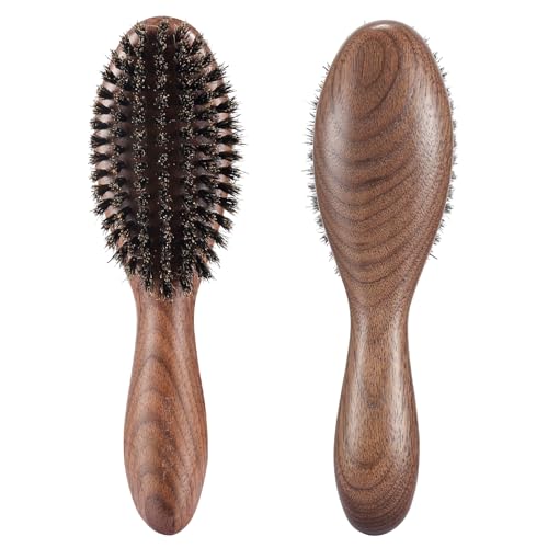 BESTOOL Hair Brush,Natural Walnut Wood & Boar Bristle Hair Brushes for Women Men and Kids to Enhance Shine and Texture,Slick Back Hairbrush for Thin,F