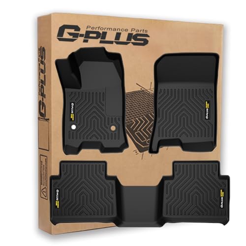 G-PLUS Floor Mats Fit for Chevy Colorado-GMC Canyon Crew Cab 2023 2024 2025,TPE All Weather Custom Fit Anti-Slip Floor Liners,1st & 2nd Row Car mats A