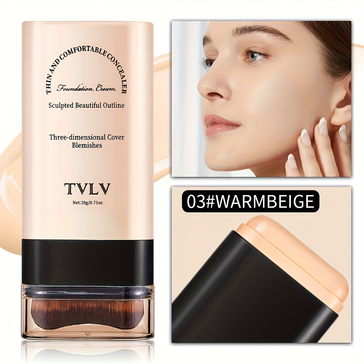 TEMU Completely Covering And Providing Perfect Concealing Power, Matte Foundation Stick - A Makeup Brush With Built-in Foundation, Full Face