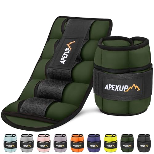 APEXUP 10lbs-Pair Adjustable Ankle Weights for Women and Men, Modularized Leg Weight Straps for Yoga, Walking, Running, Aerobics, Gym Green